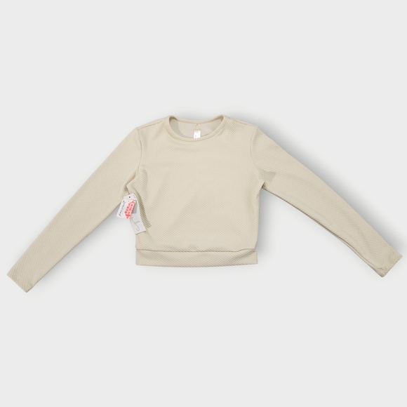 Free People X Seea Palomar Surf/Swim Crop Top, Size Large Cream Waffle Knit UV - Picture 2 of 10